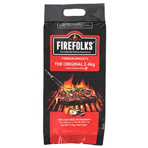 FIREFOLKS 더 오리지널 바비큐 캠핑 차콜 숯, 2.4kg, 1개