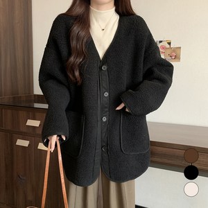 페이퍼먼츠 여성용 테리 브이넥 포켓 하프 자켓 07881