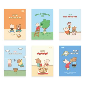모노라이크 해피앤럭키 Littles 미니 라인 노트 6종 세트, Game, Gadene, Bus station, Laundy, Love pizza, About you, 1세트