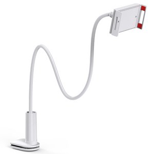 morac 침대 탁상용 자바라 태블릿 휴대폰 거치대, 화이트, 1개