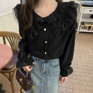 페이퍼먼츠 여성용 카라 시스루 레이스 셔츠 08531