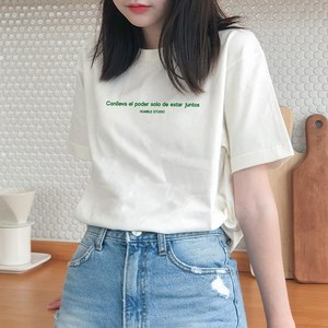 험블스튜디오 여성용 17수 레터링 통기성 반팔 티셔츠