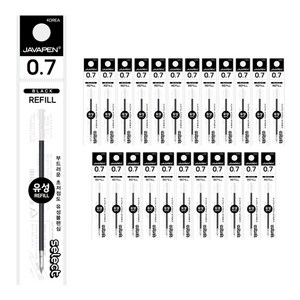 자바펜 셀렉트 유성 볼펜 리필심 0.7mm, 블랙, 24개