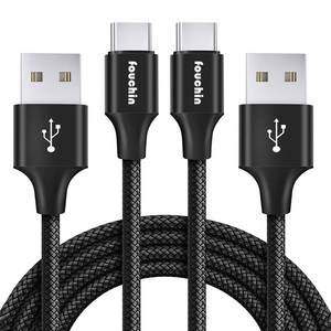 갠지라이프 USB A타입-USB C타입 고속 충전 케이블, 1m, 블랙, 2개