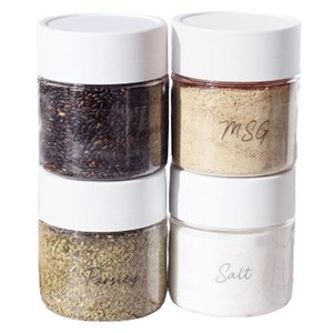 가쯔 레터링 양념통 화이트 4p + 스티커 15p 세트, 300ml, 1세트