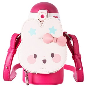 캐리보틀 키즈 포켓 2in1 보온보냉 텀블러, 핑크(토끼), 1개, 450ml