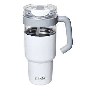 아소부 스테인레스 스트로우 익스플로러 텀블러, 화이트, 1L, 1개