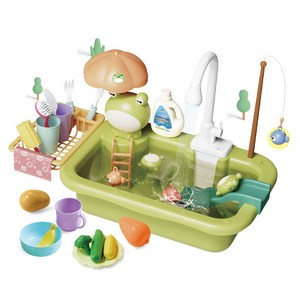 키즈팡팡 아동용 물이나오는 싱크대 놀이, 둥둥개굴, 40 x 11.5 ..., 1개