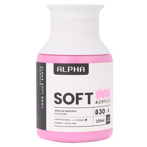 알파색채 소프트바디 아크릴물감 낱색 A 830 Medium Magenta, 250ml, 1색