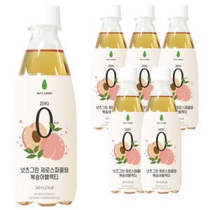 넛츠그린 제로스파클링 복숭아블랙티, 350ml, 6개