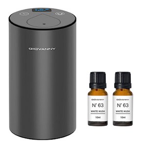 GIOVANNY 차량용 무선 아로마 디퓨저 + 오일 10ml 2p 세트, 화이트머스크, 1세트