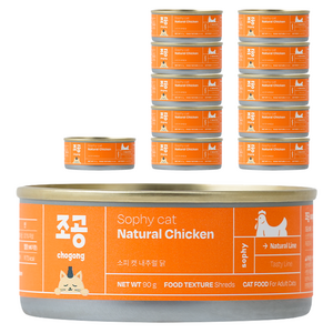 조공 어덜트 소피 캣 내추럴 습식캔, 닭, 90g, 12개