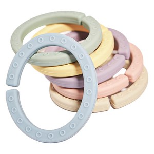 마더케이 실리콘 치발기 고리, 치발기 6종, 혼합색상, 1세트