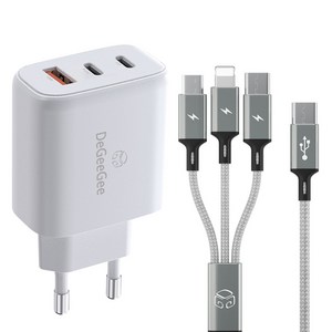 디지지 GaN 65W 3포트 PD PPS 초고속 충전기 + 3in1 PD 고속 멀티 케이블 200cm 세트