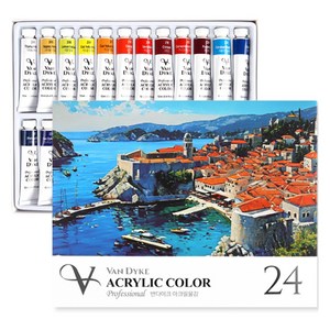 반다이크 전문가용 아크릴 물감 세트, 12ml, 24색