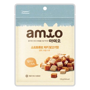 풀무원 강아지 아미오 소프트 큐브 저키, 닭고기, 100g, 1개