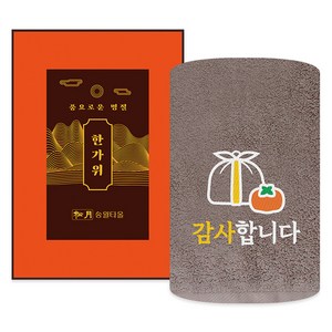 송월타월 2024년 추석 한가위 자수 호텔수건 선물세트 150g 30수 면사 + 쇼핑백, 브라운, 1세트