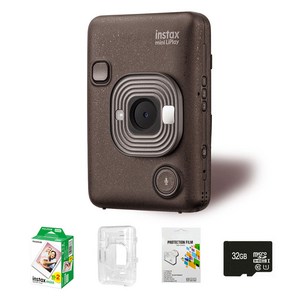 인스탁스 미니 리플레이 즉석카메라 딥 브론즈 + 미니필름 2p + 전용케이스 투명 + 32GB 메모리카드 + 보호필름 세트 FI043