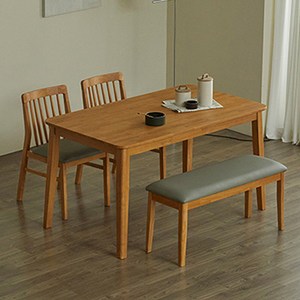 파로마 솔로르 원목식탁 벤치B 세트 1400 방문설치, 내추럴, 일반 2 + 벤치 1