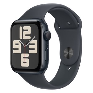 Apple 정품 2024 애플워치 SE 2세대 알루미늄 케이스, 44mm, GPS, 미드나이트 / 미드나이트 스포츠 밴드, S/M