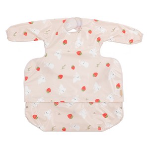 베이비클로 자기주도 이유식 턱받이 긴팔 지퍼형, 토끼베이지, 1개입, 1개