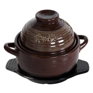 숨쉬는 황토 폭탄 계란찜기 뚝배기 + 받침 세트, 1세트, 13.4cm