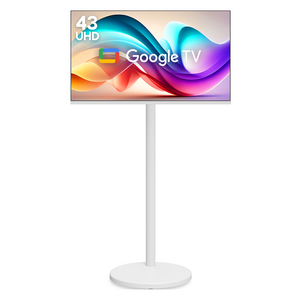 이노스 4K UHD QLED 스마트 이동식 구글 TV + 고급형 무빙 스탠드 세트, 108cm(43인치), 이노스 삼탠바이미 43 UHD 고급형 화이트, 스탠드형, 고객직접설치