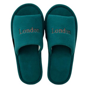 Labellaco Honey World City Embroidered Indoor Slippers, Deep Teal, 1pc