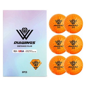 다이아윙스 고반발 비거리 전용 장타 골프공 M5 2피스 42.7mm, 오렌지, 6개입, 1개