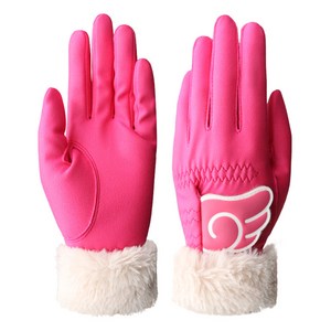 인콘트로 여성용 겨울 윙 골프장갑 양손용 퍼 타입, 20호, 핫핑크, 1개