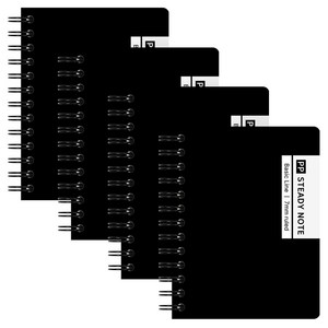 포포팬시 칼라 PP 미니 좌철 수첩 80매, 블랙, 4개