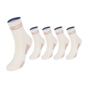 네파 여성용 엑티브 쿠션 등산 중목 양말 5족 세트, S(230~250m..., 핑크베이지(NPCA..., 1세트