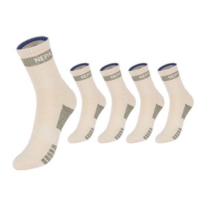 네파 남성용 엑티브 쿠션 등산 중목 양말 5족 세트 NPCAVMDL, L(255~280m..., 베이지카키(NPCA..., 1세트
