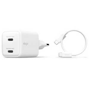 엘라고 35W USB-C타입 고속 충전 듀얼 어댑터 + C to C 고속 케이블 세트, 화이트, 1세트