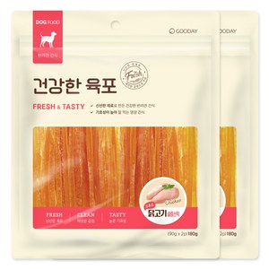 굿데이 강아지 건강한 육포, 소프트 닭고기 슬림..., 180g, 2개