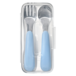 옥소토트 유아용 스푼 포크 세트, 더스크 블루, 케이스+스푼+포크, 1세트