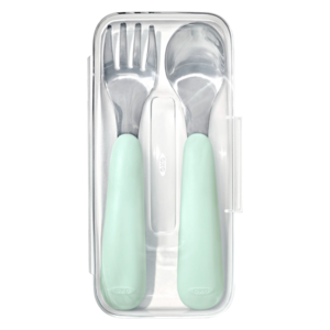 옥소토트 유아용 스푼 포크 세트, 오팔 그린, 케이스+스푼+포크, 1세트