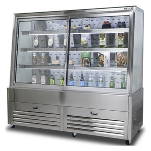 BELLE 프리미엄 사선 앞문형 쇼케이스 실버 방문설치