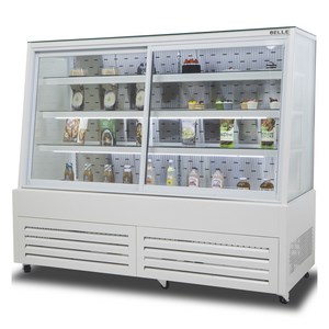 BELLE 프리미엄 사선 앞문형 쇼케이스 화이트 방문설치