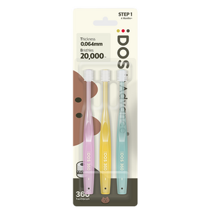 DOS 360 아기칫솔 1단계, 바이올렛 + 옐로우..., 3개입, 1세트