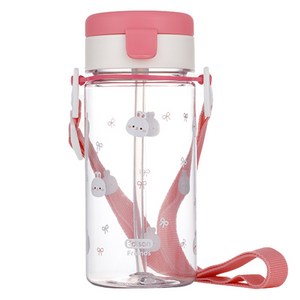 에디슨 유아용 프렌즈 흘림방지 에코젠 빨대컵, 350ml, 흰토끼래니, 1개