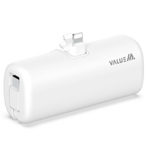 밸류엠 2 IN 1 케이블 일체형 접이식 도킹 보조배터리 D4 5000mAh 애플8핀 / C타입