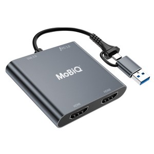 모비큐 C타입 맥북 듀얼 HDMI 4in1 USB 3.0 PD 100W 멀티허브 EM-42HP