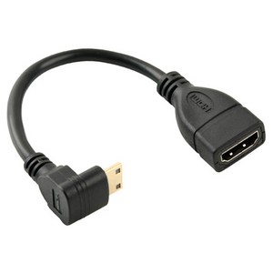 컴스 미니 HDMI 변환젠더 케이블 Mini 상향꺾임 10cm