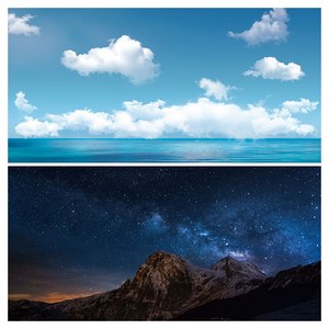대한 사진 촬영 소품 자연풍경 양면 배경지 바다와 별