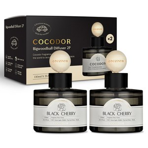 코코도르 프리미엄 빅우드볼 차량용 디퓨저 130ml 2개입, 블랙체리, 1세트