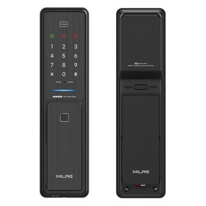 밀레시스텍 푸시풀 지문인식 스마트 도어락 블랙