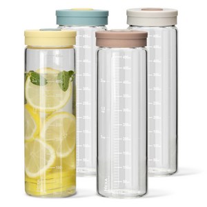 미르 헥사 내열유리 투톤 실리콘캡 눈금유리병 4종 세트, 500ml, 1세트