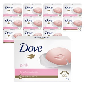 도브 핑크 뷰티바 비누, 90g, 12개