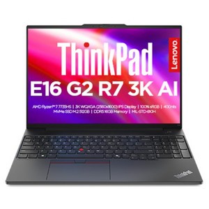 레노버 Thinkpad E16 G2 R7 3K Black 약 16인치에 해당함, 라이젠7, 512GB, 16GB, Free DOS, 2025.02